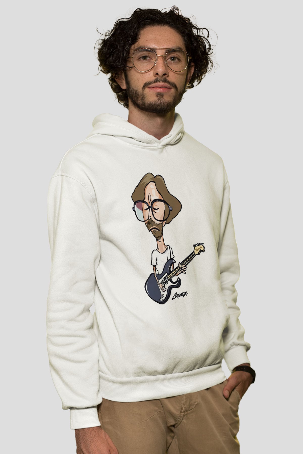 Eric Clapton Beyaz Unisex Kapşonlu Sweatshirt