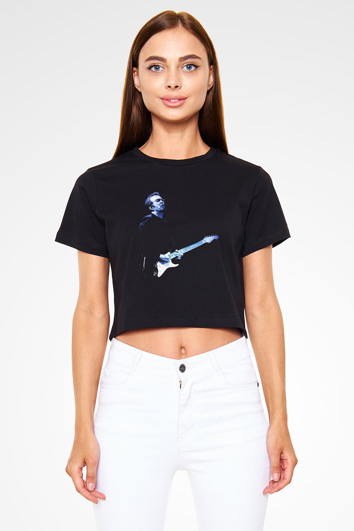 Eric Clapton Siyah Crop Top Tişört