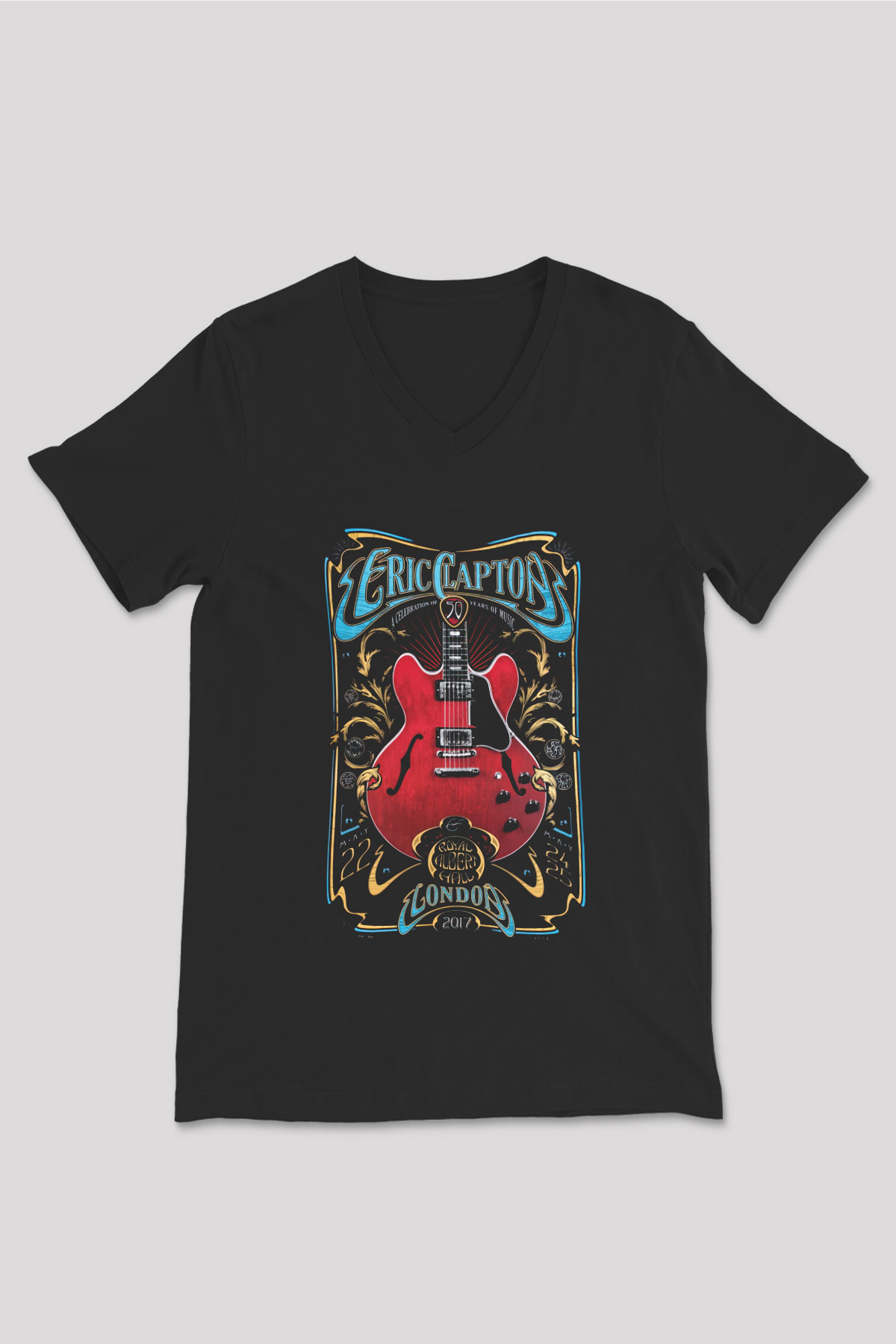 Eric Clapton Siyah Unisex V Yaka Tişört