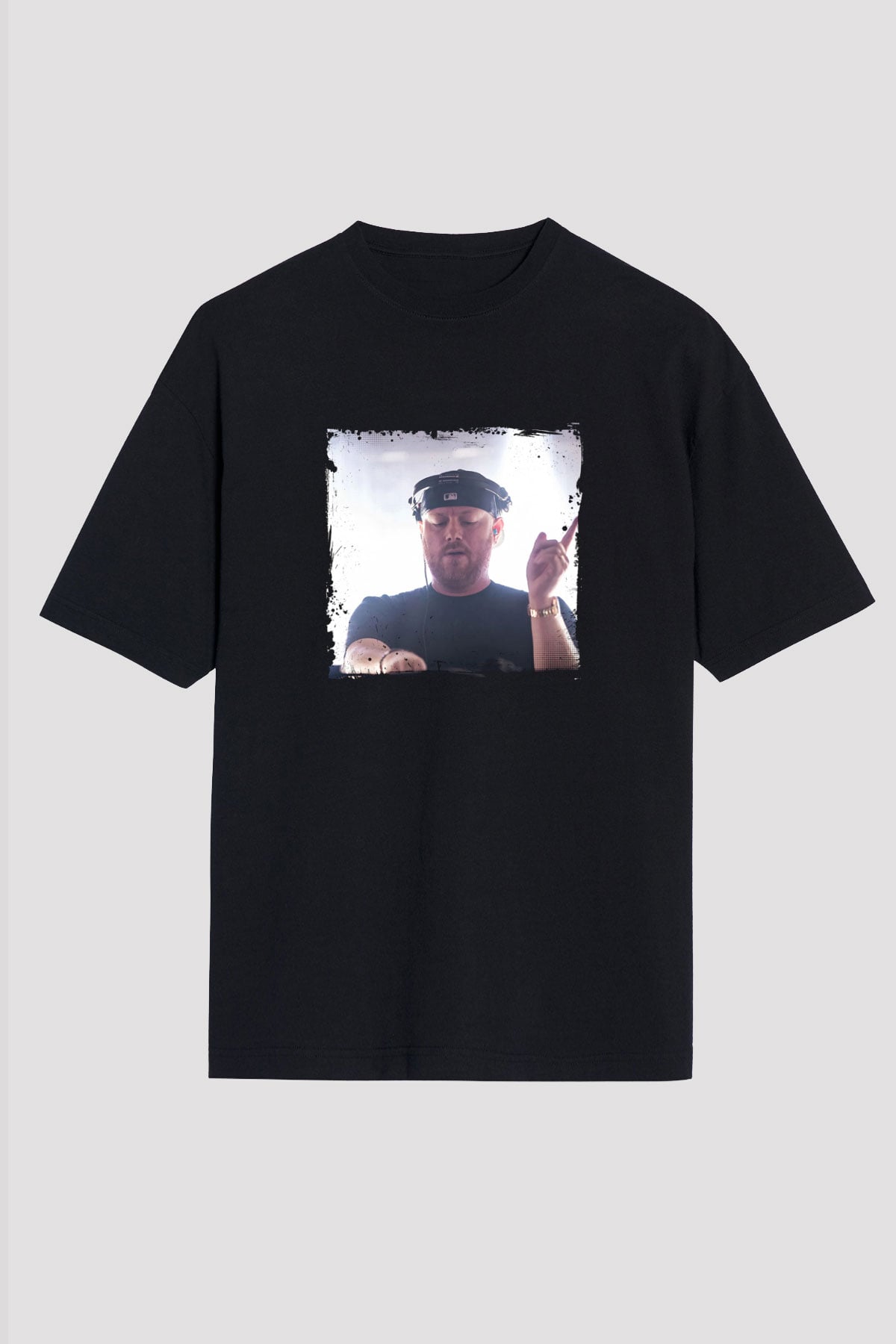 Eric Prydz Baskılı Unisex Oversize Siyah Tişört