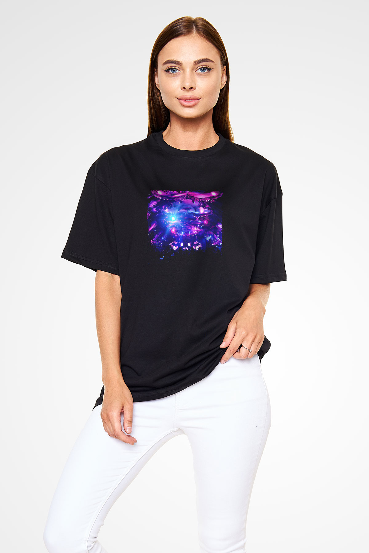 Eric Prydz Baskılı Unisex Oversize Siyah Tişört