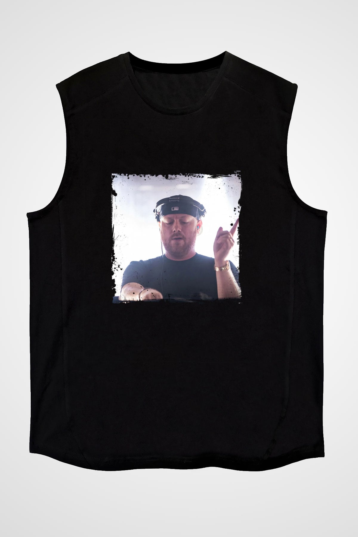 Eric Prydz Baskılı Unisex Siyah Kolsuz Tişört