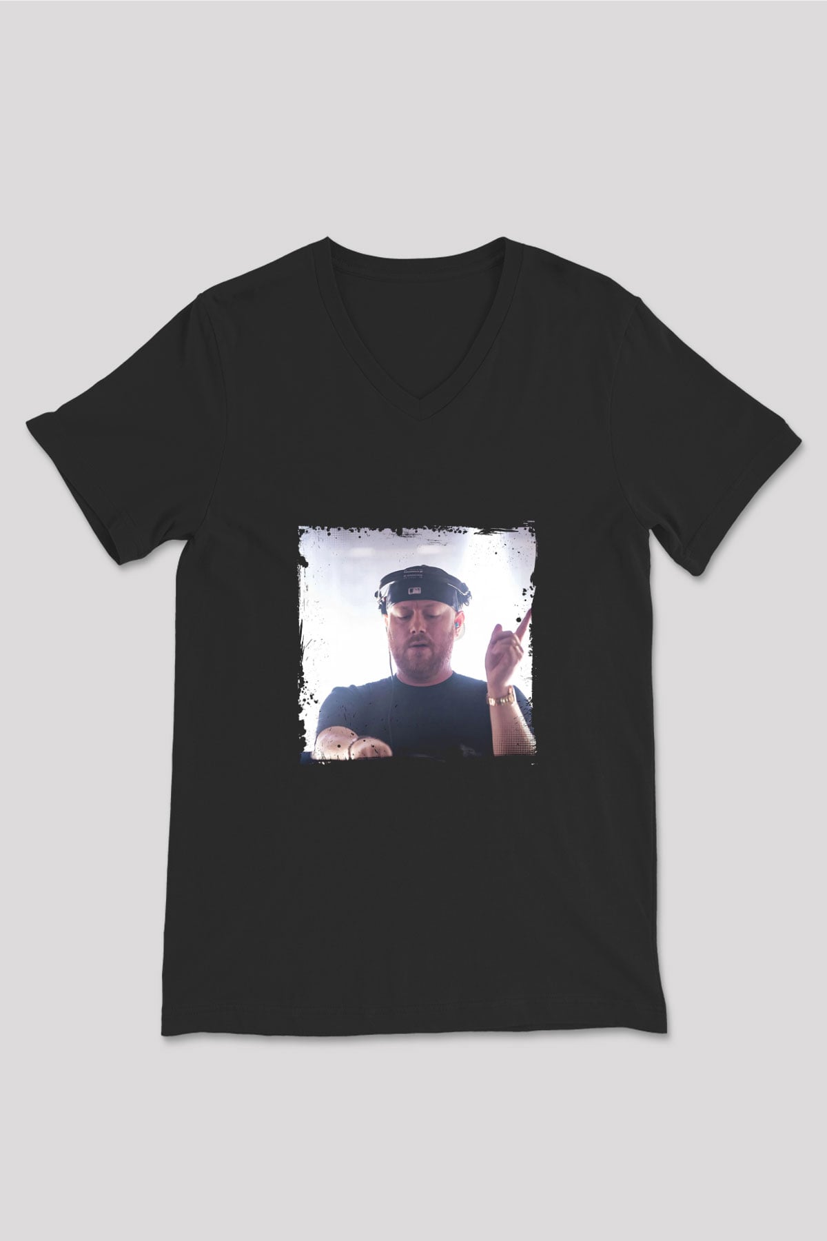 Eric Prydz Baskılı Unisex Siyah V Yaka Tişört