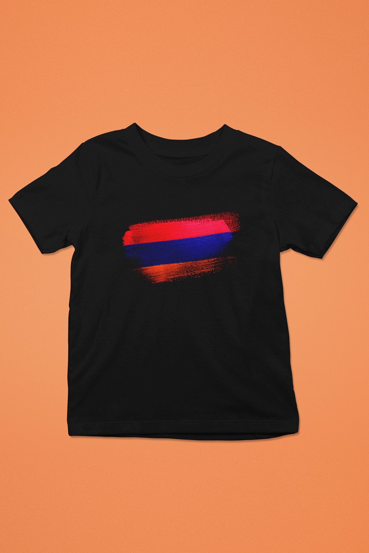 Ermenistan - Armenia Bayrağı Baskılı Unisex Siyah Çocuk Tişörtü