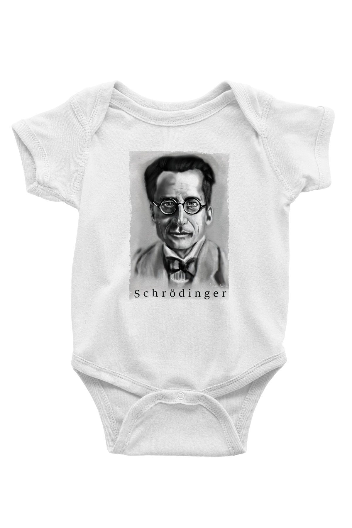 Erwin Schrödinger Baskılı Beyaz Bebek Body - Zıbın