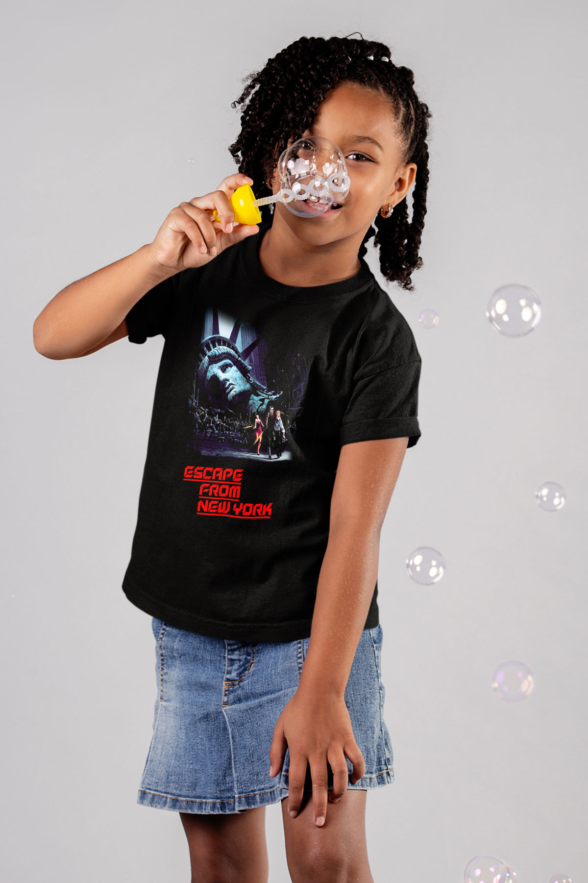 Escape from New York Baskılı Siyah Unisex Çocuk Tişört