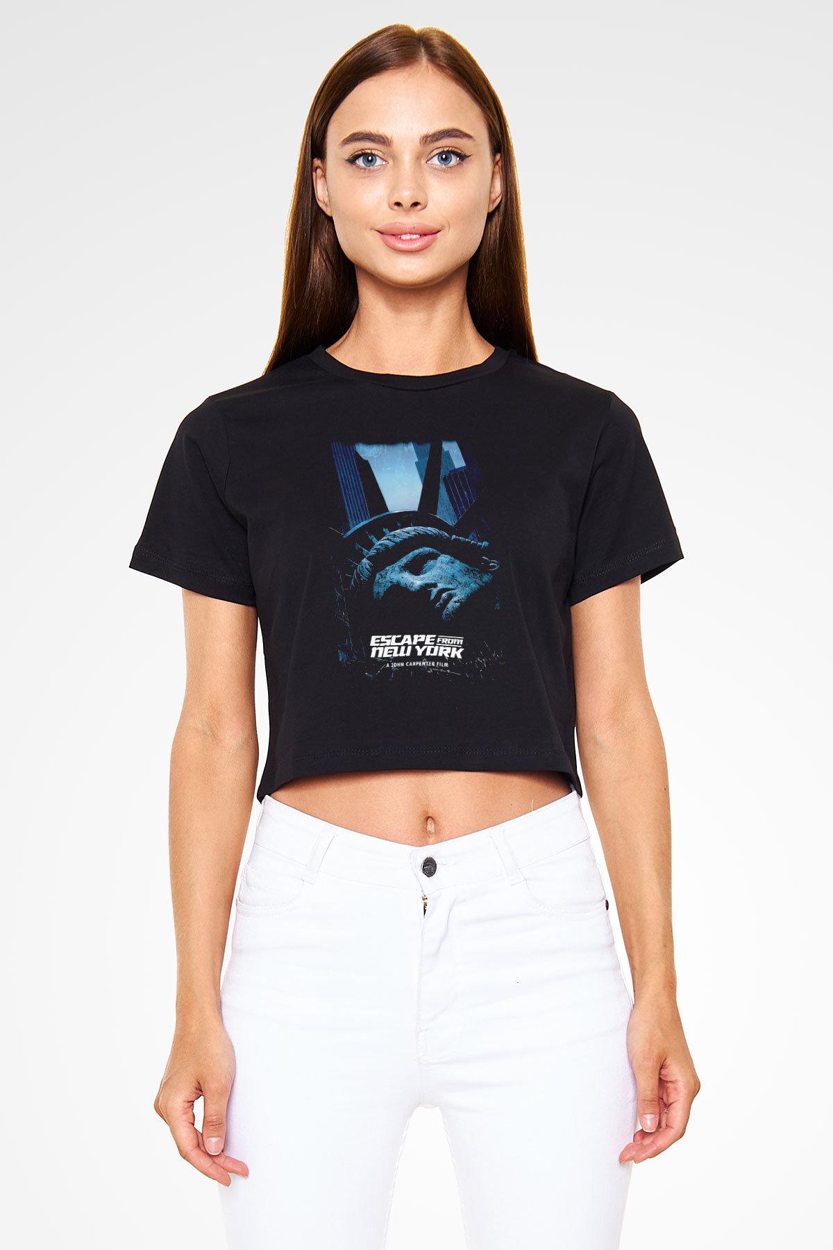 Escape from New York Siyah   Crop Top Tişört