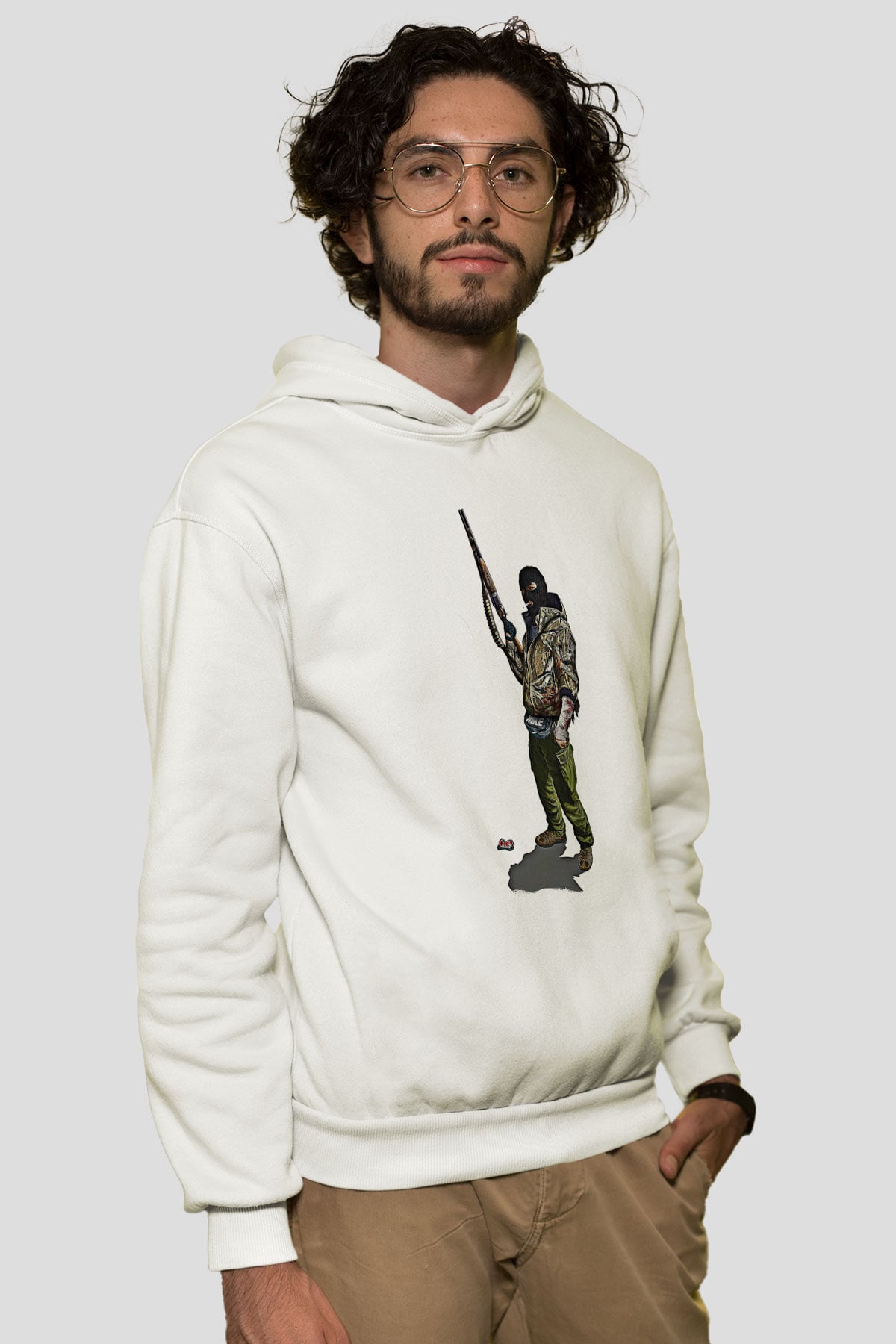 Escape From Tarkov Baskılı Beyaz Unisex Kapüşonlu Sweatshirt