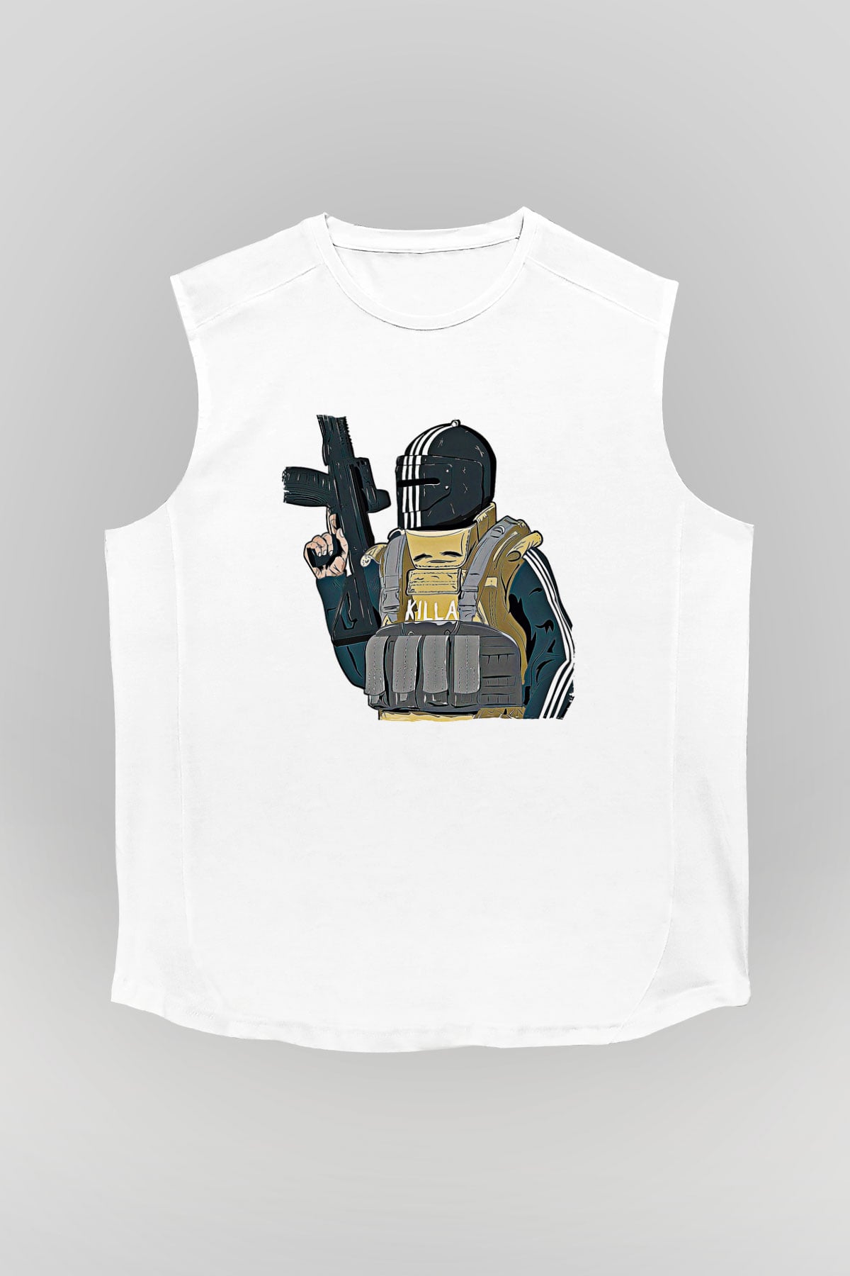 Escape From Tarkov Baskılı Beyaz Unisex Kolsuz Tişört - Tshirt