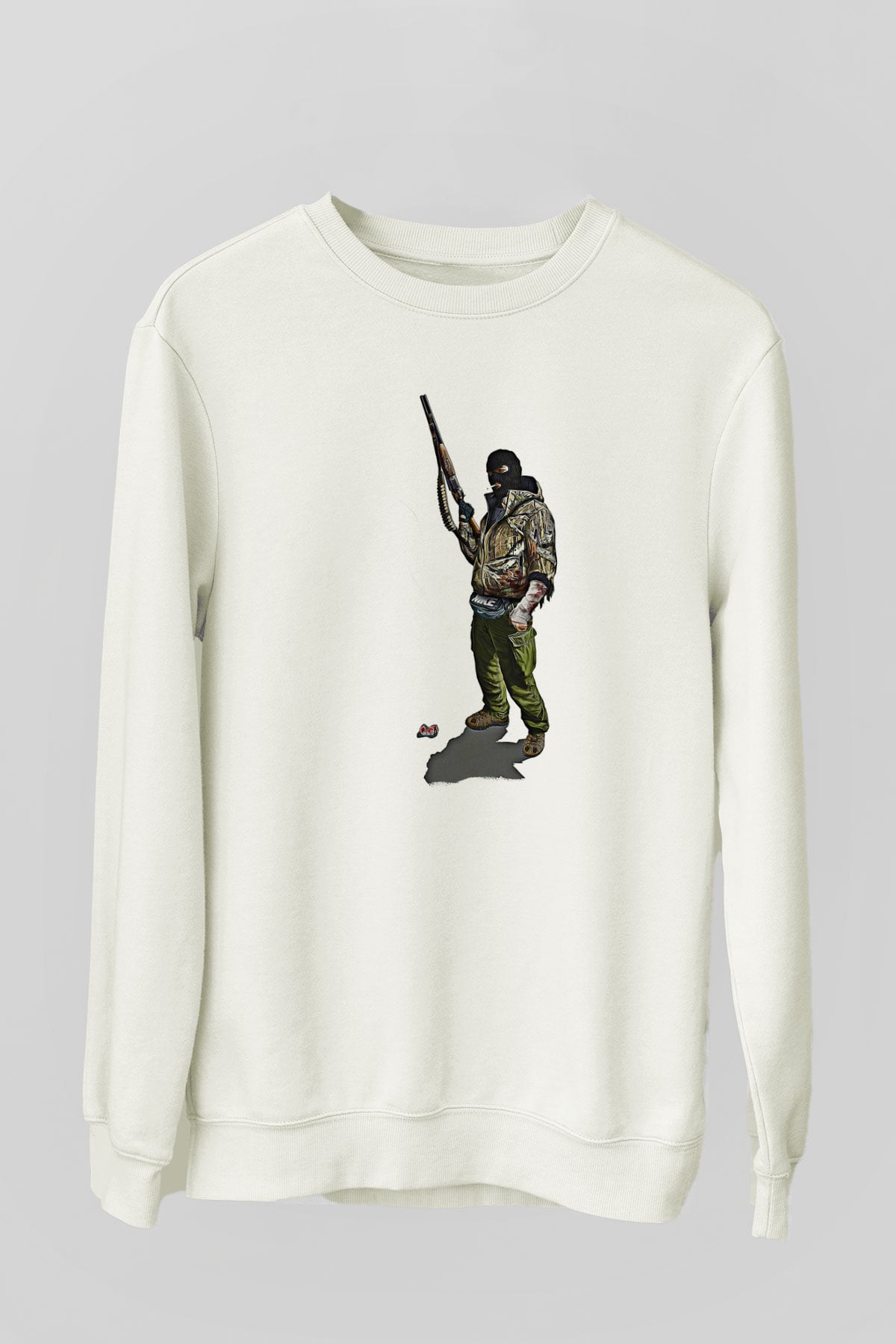 Escape From Tarkov Baskılı Beyaz Unisex Sweatshirt