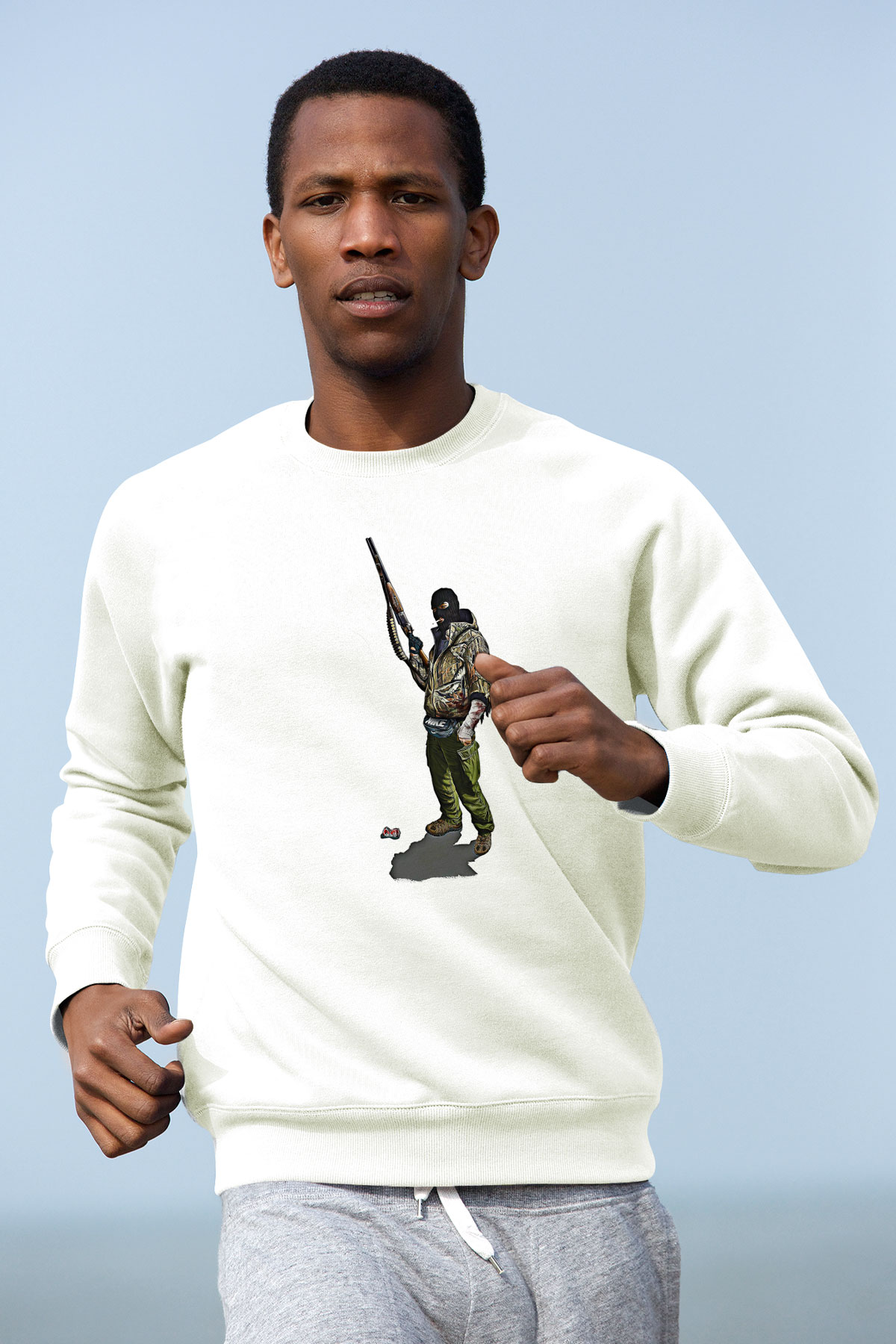 Escape From Tarkov Baskılı Beyaz Unisex Sweatshirt