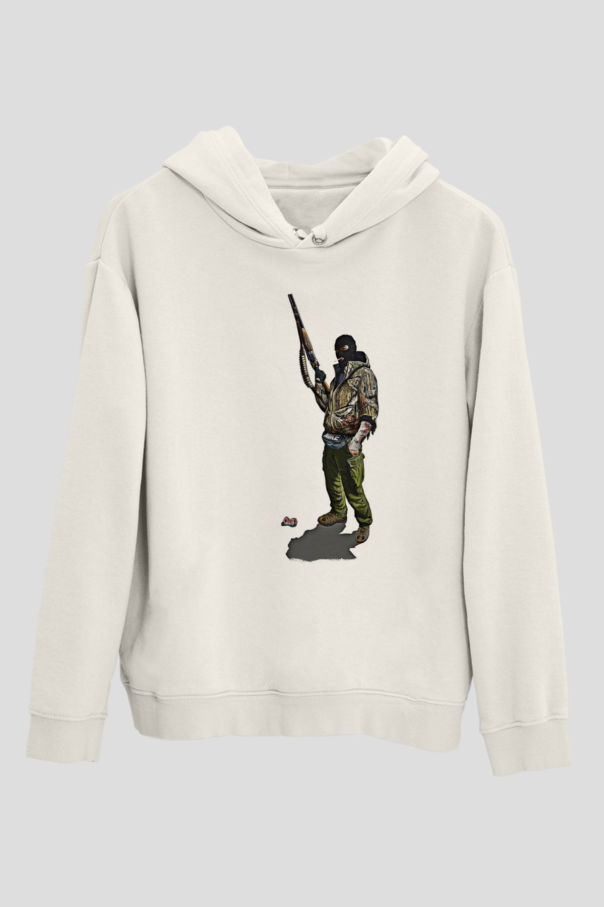 Escape From Tarkov Baskılı Beyaz Unisex Kapüşonlu Sweatshirt