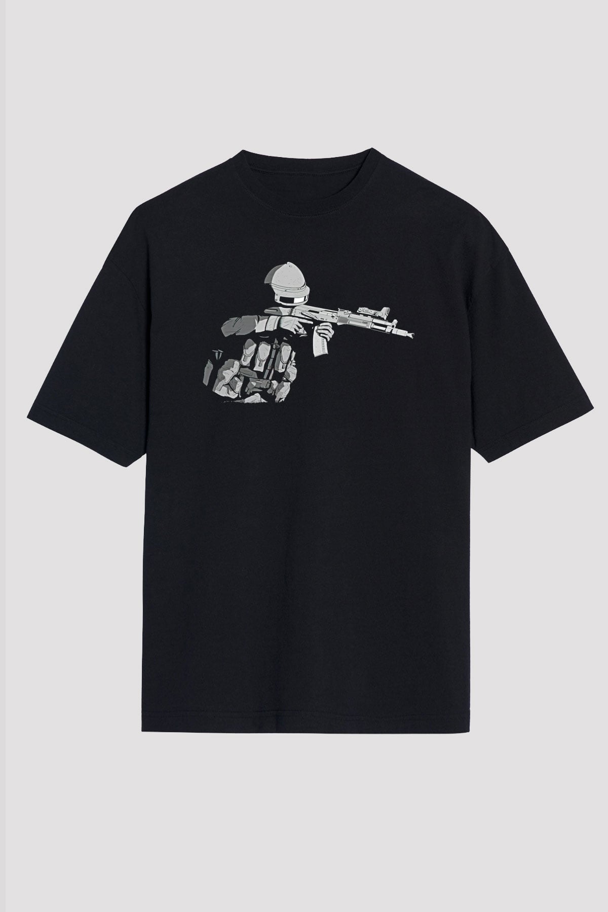 Escape From Tarkov Baskılı Unisex Siyah Oversize Tişört - Tshirt