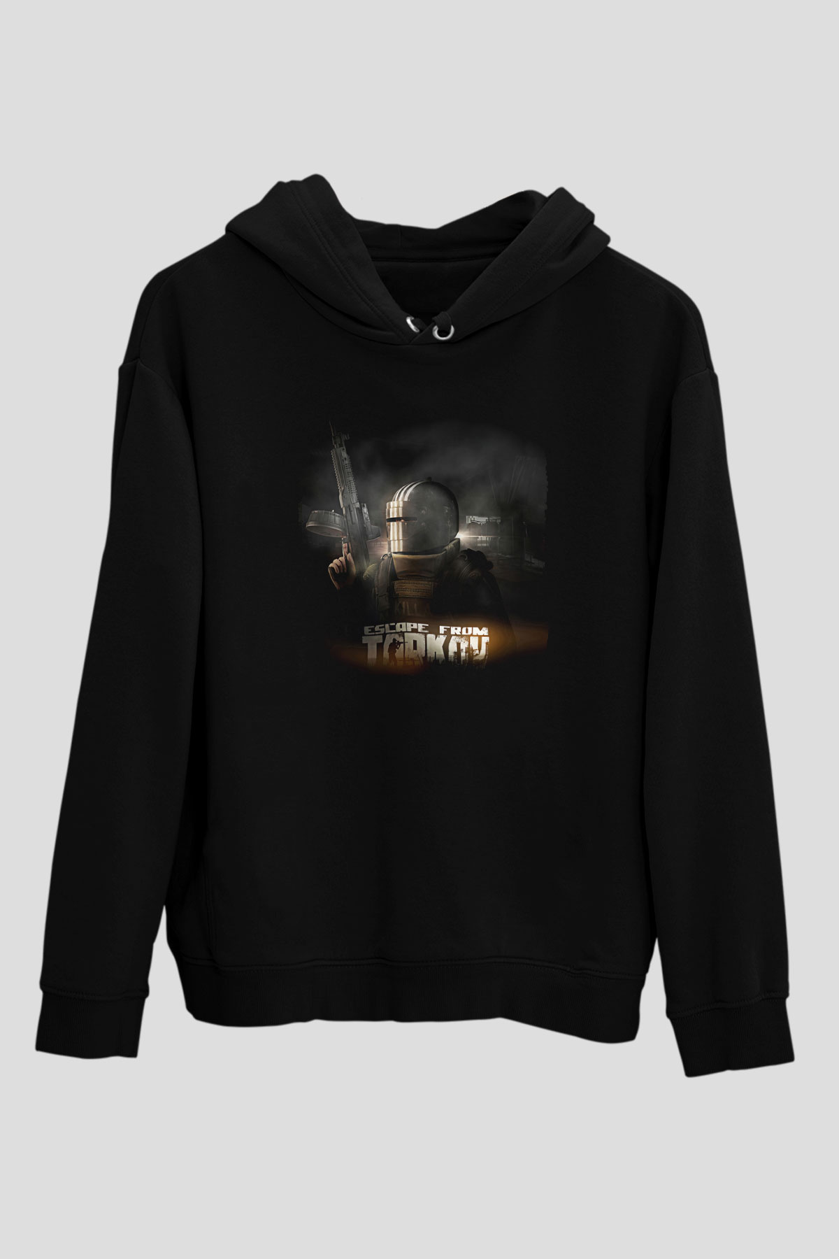 Escape From Tarkov Baskılı Unisex Siyah Kapüşonlu Sweatshirt