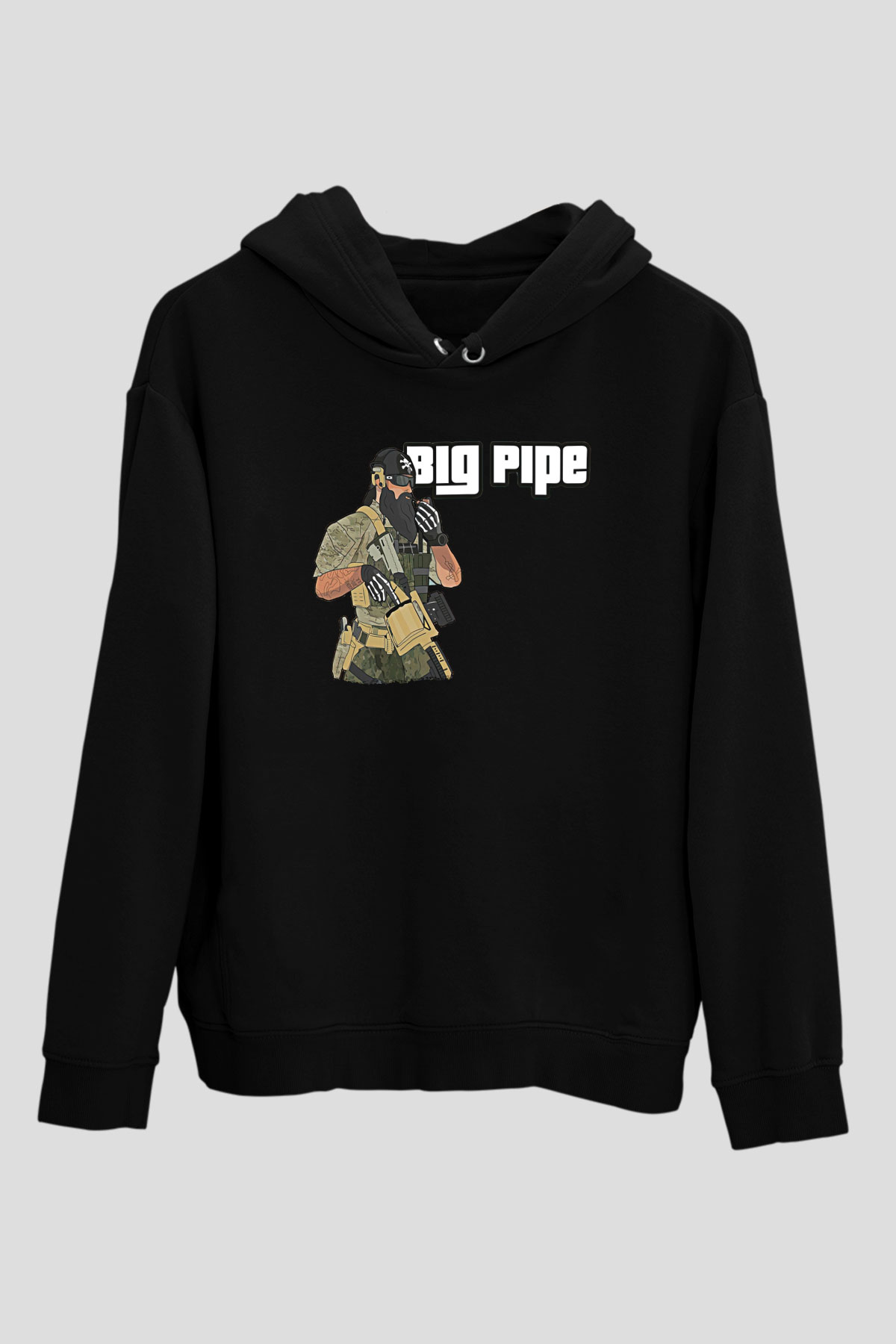 Escape From Tarkov Baskılı Unisex Siyah Kapüşonlu Sweatshirt