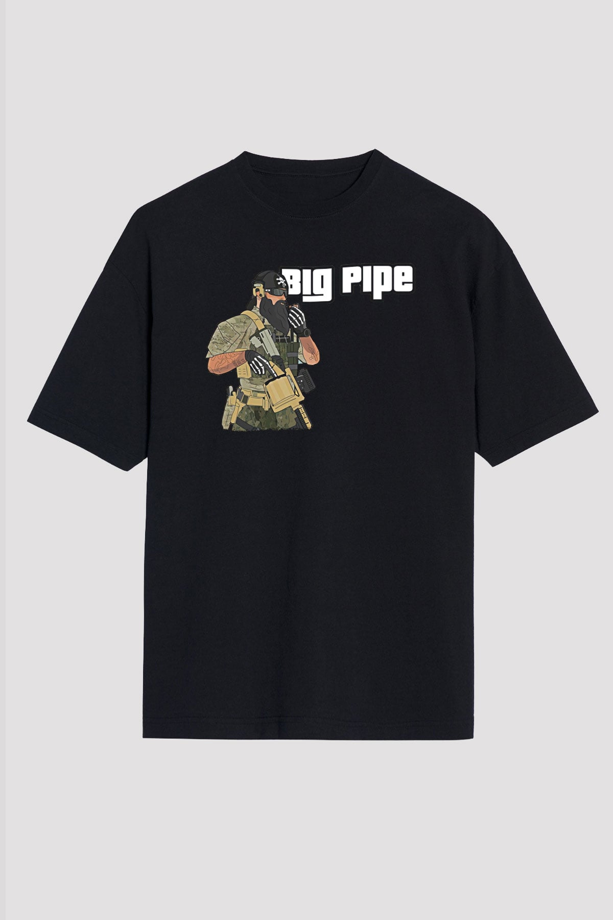 Escape From Tarkov Baskılı Unisex Siyah Oversize Tişört - Tshirt