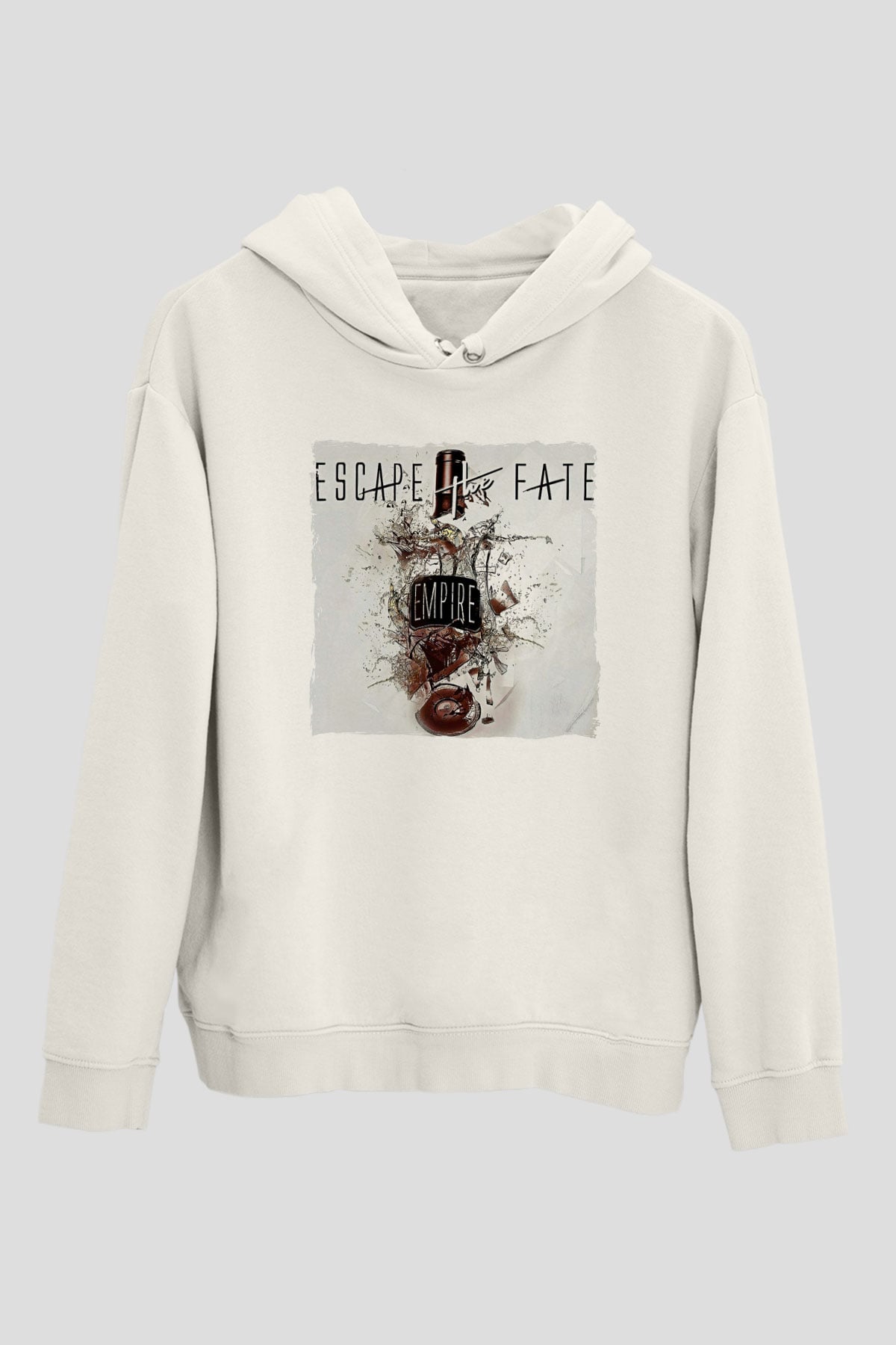 Escape the fate Baskılı Beyaz Unisex Kapüşonlu Sweatshirt
