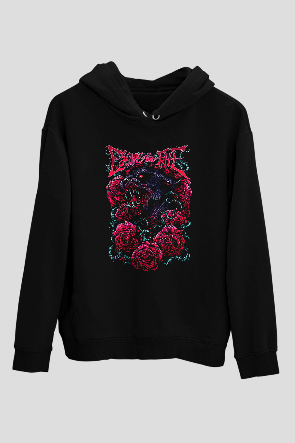 Escape the fate Baskılı Unisex Siyah Kapüşonlu Sweatshirt