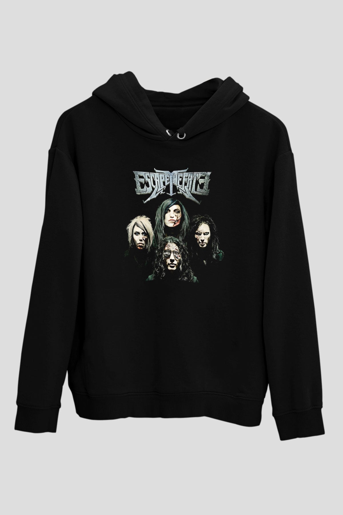 Escape the fate Baskılı Unisex Siyah Kapüşonlu Sweatshirt