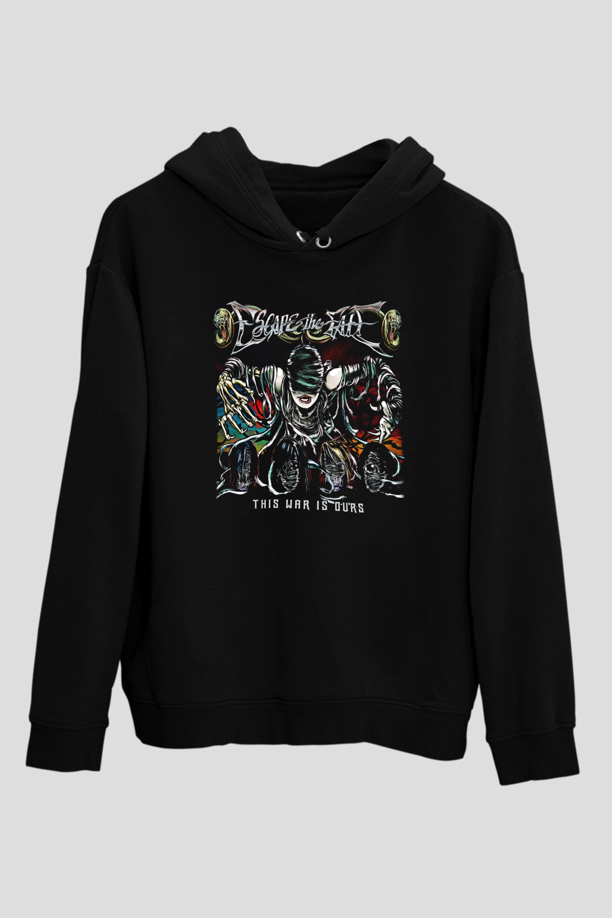 Escape the fate Baskılı Unisex Siyah Kapüşonlu Sweatshirt