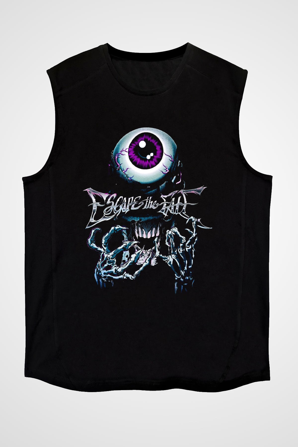 Escape the fate Baskılı Unisex Siyah Kolsuz Tişört - Tshirt