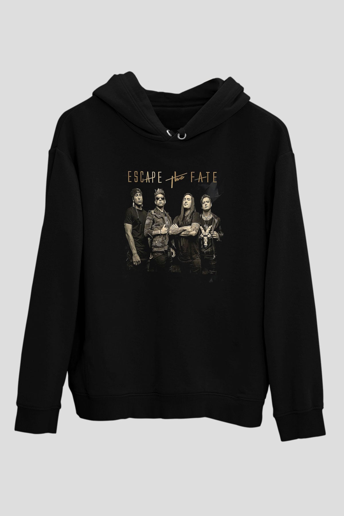 Escape the fate Baskılı Unisex Siyah Kapüşonlu Sweatshirt
