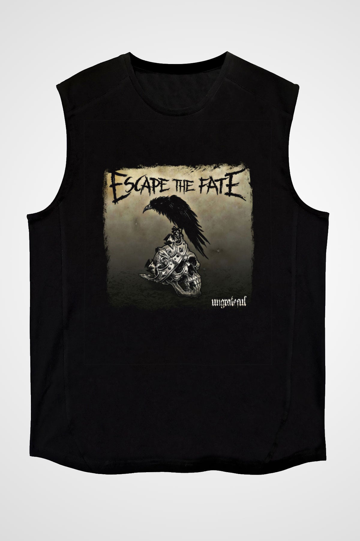 Escape The Fate Baskılı Unisex Siyah Kolsuz Tişört