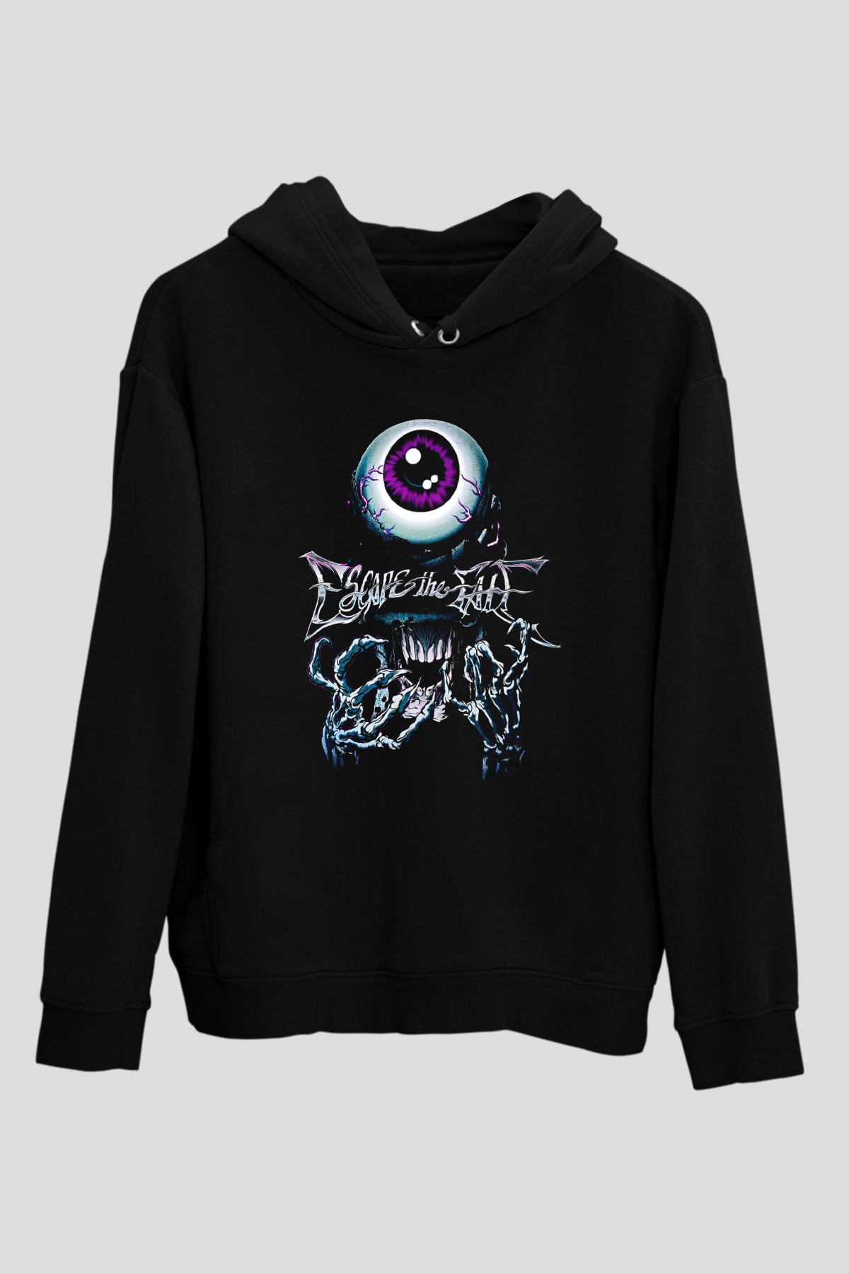 Escape the fate Baskılı Unisex Siyah Kapüşonlu Sweatshirt