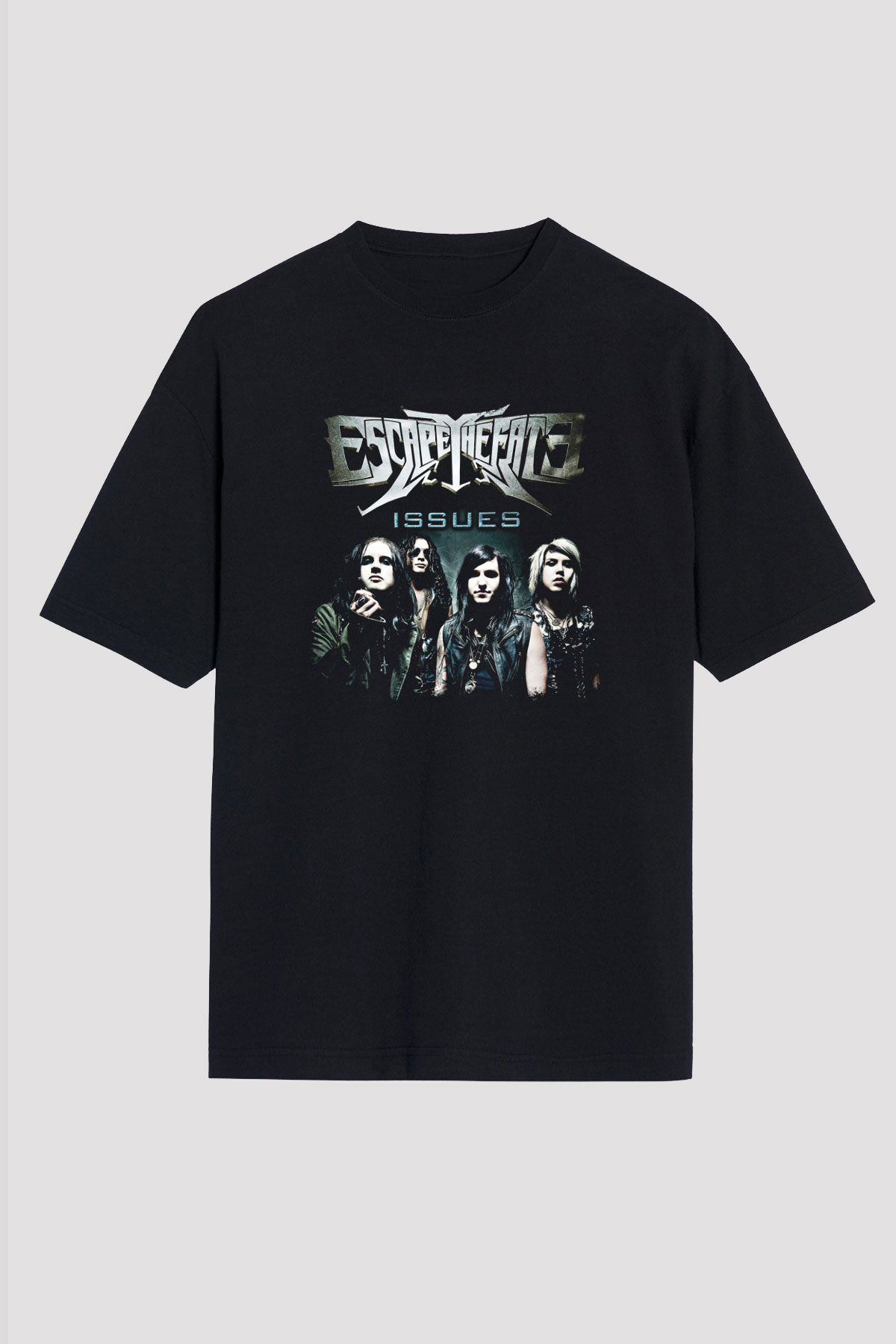 Escape The Fate Baskılı Unisex Siyah Oversize Tişört