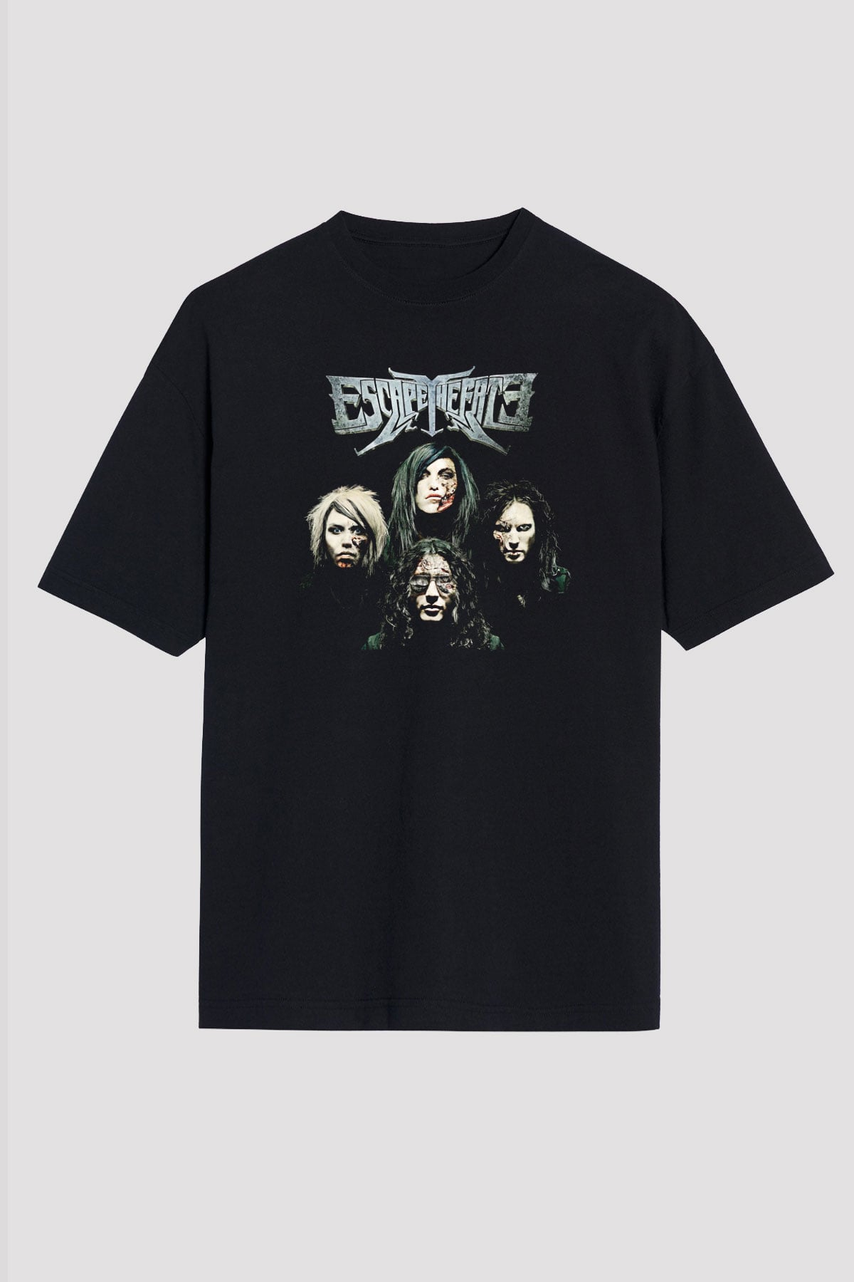 Escape the fate Baskılı Unisex Siyah Oversize Tişört - Tshirt
