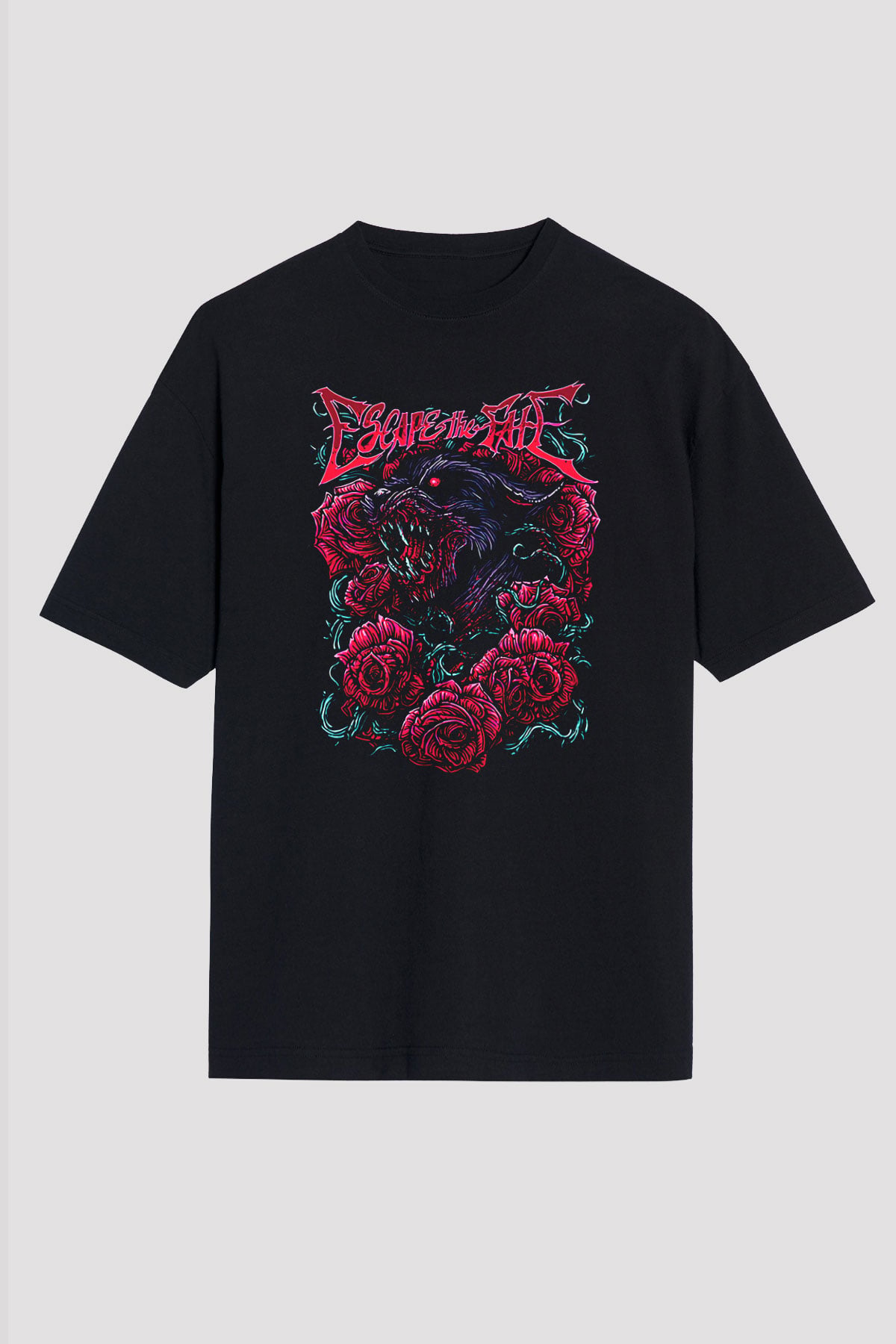 Escape the fate Baskılı Unisex Siyah Oversize Tişört - Tshirt
