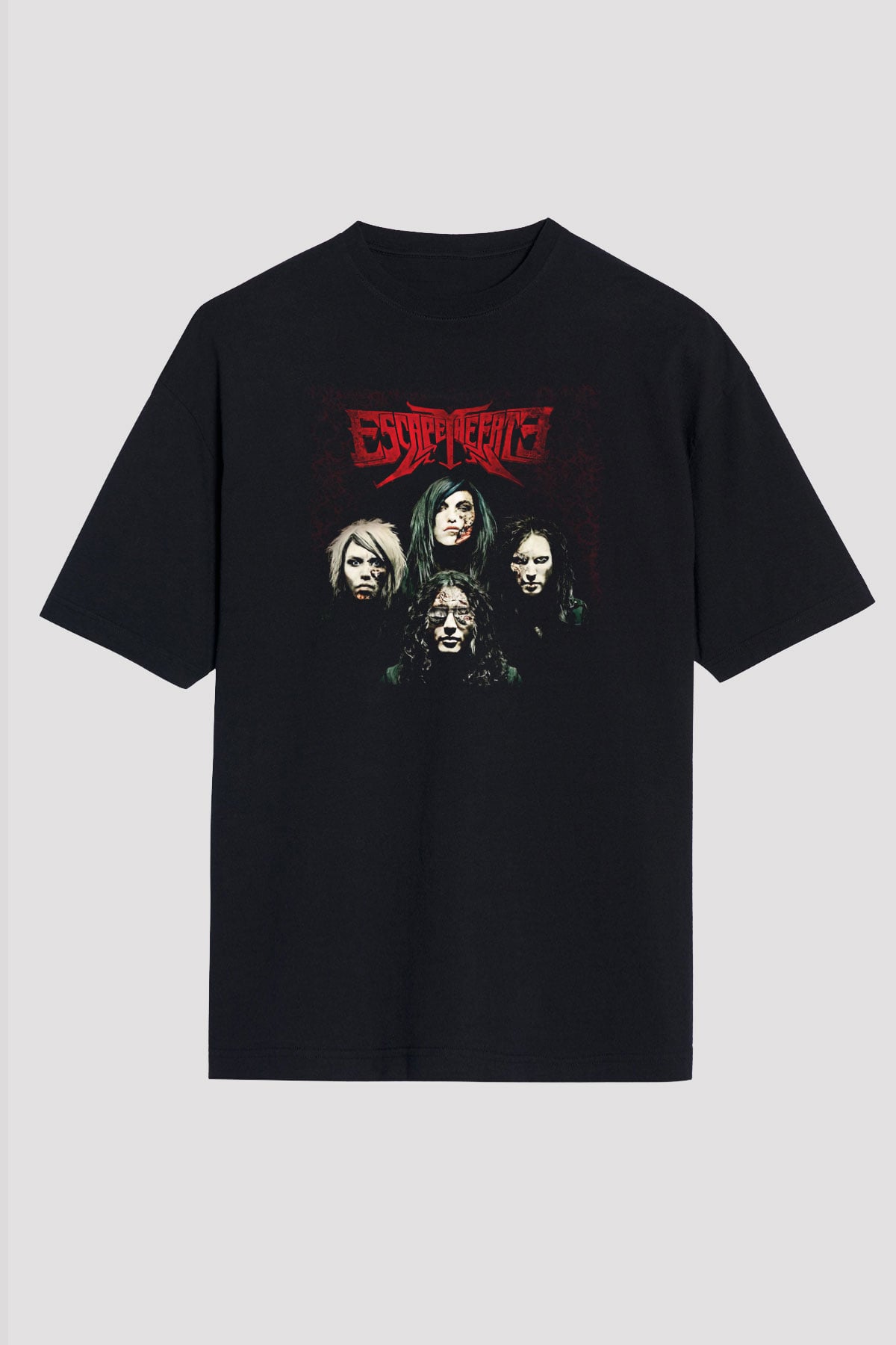 Escape the fate Baskılı Unisex Siyah Oversize Tişört - Tshirt