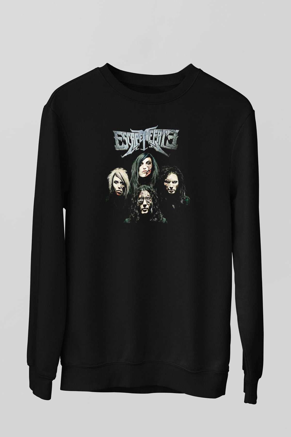 Escape the fate Baskılı Unisex Siyah Sweatshirt