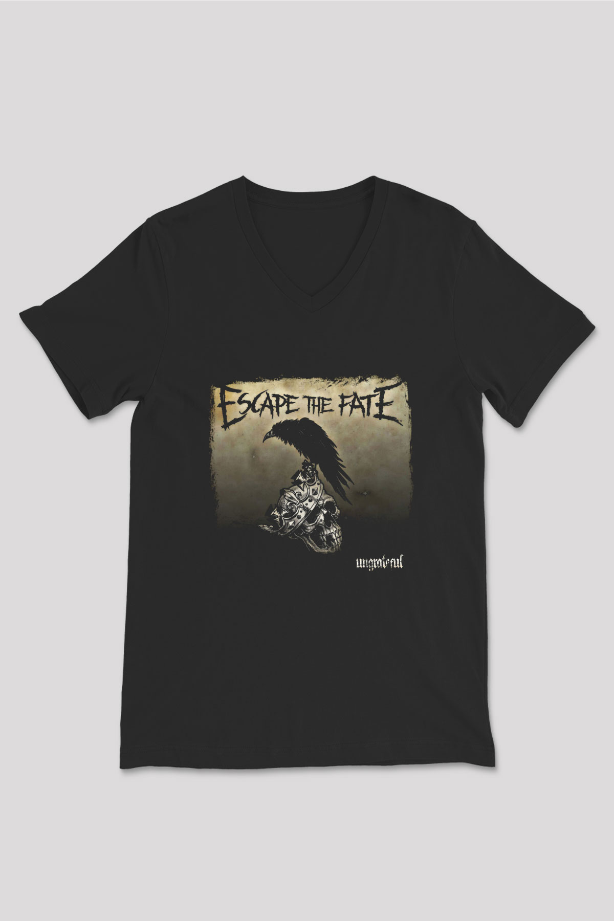 Escape The Fate Baskılı Unisex Siyah V Yaka Tişört