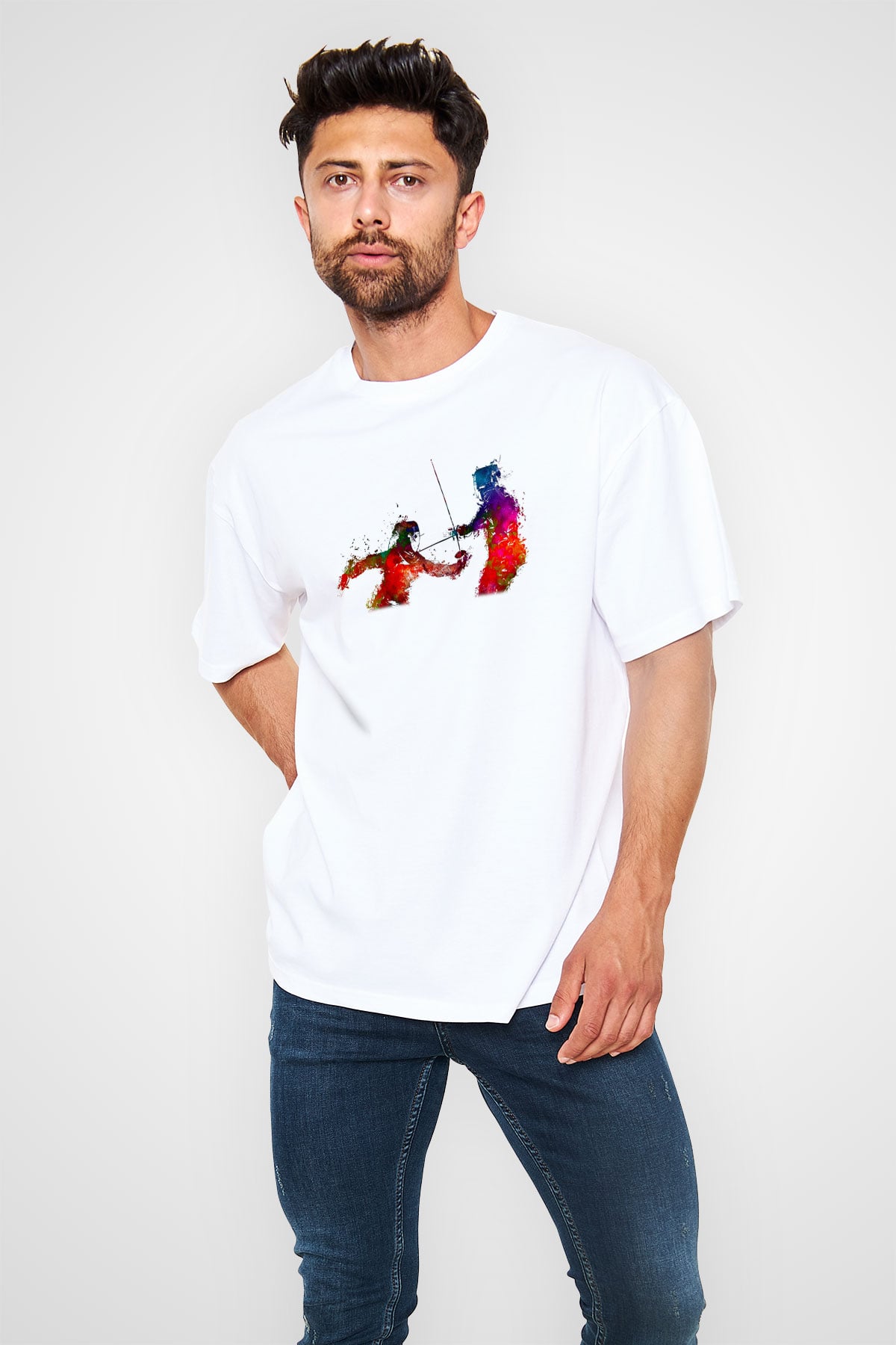 Eskrim Baskılı Unisex Beyaz Oversize Tişört - Tshirt