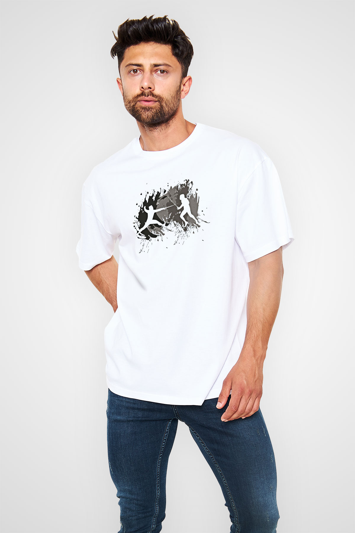 Eskrim Baskılı Unisex Beyaz Oversize Tişört - Tshirt