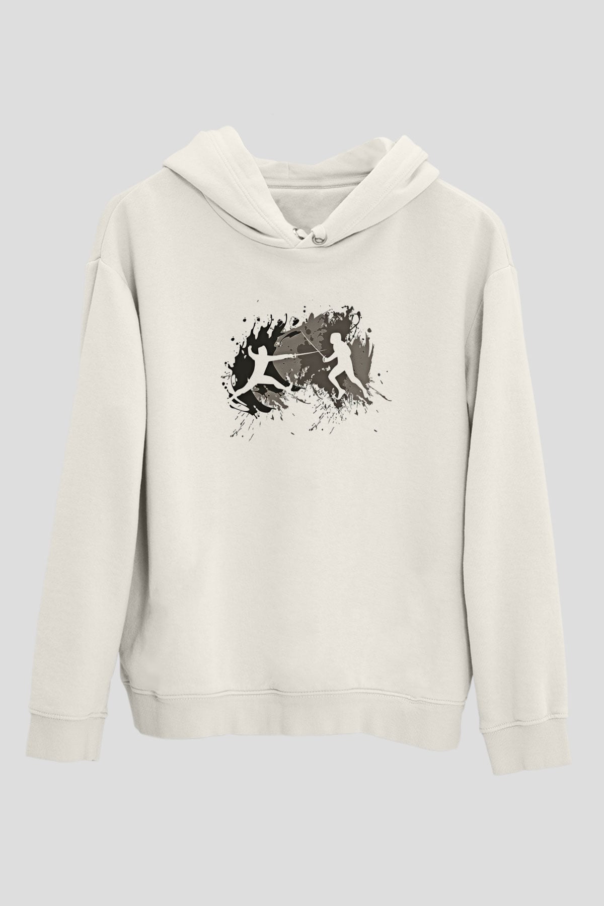 Eskrim Baskılı Unisex Ekru Hoodie