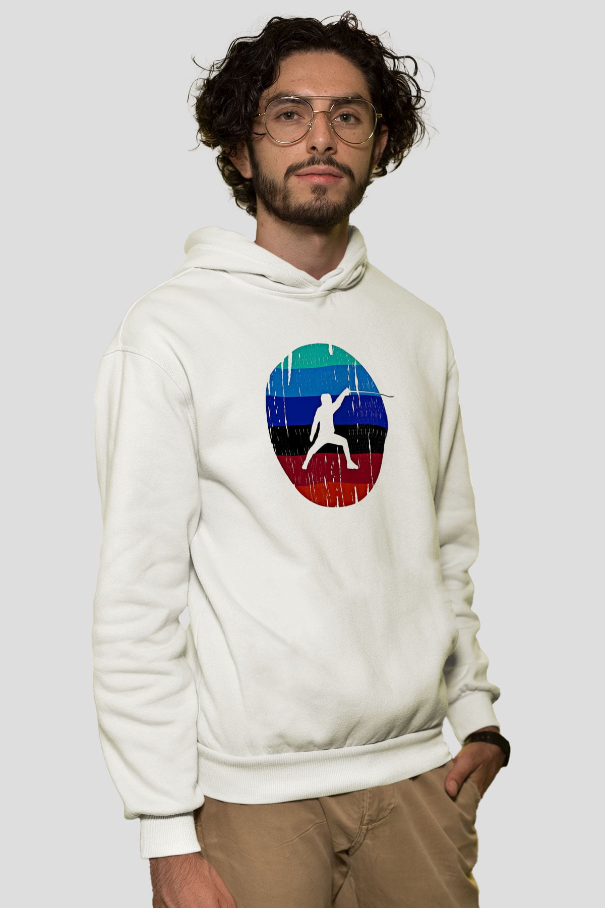Eskrim Baskılı Unisex Ekru Hoodie