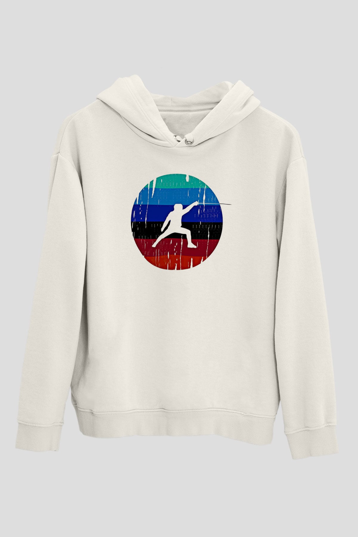 Eskrim Baskılı Unisex Ekru Hoodie