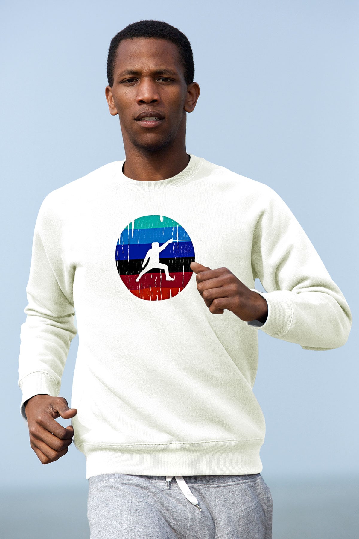 Eskrim Baskılı Unisex Ekru Sweatshirt