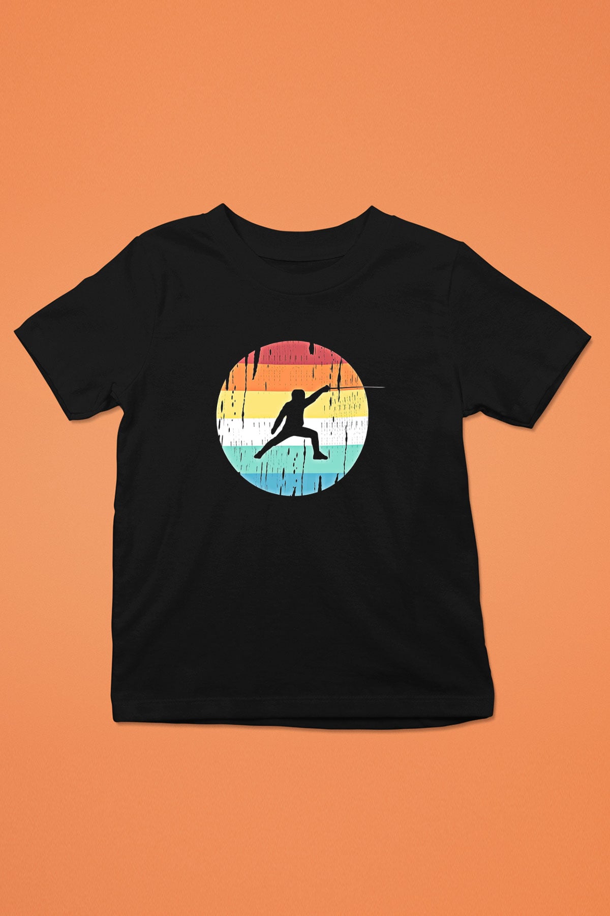 Eskrim - Fencing Baskılı Unisex Siyah Çocuk Tİşörtü - Tshirt
