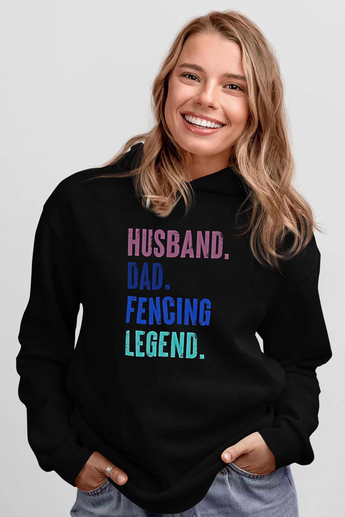 Eskrim - Fencing Baskılı Unisex Siyah Hoodie