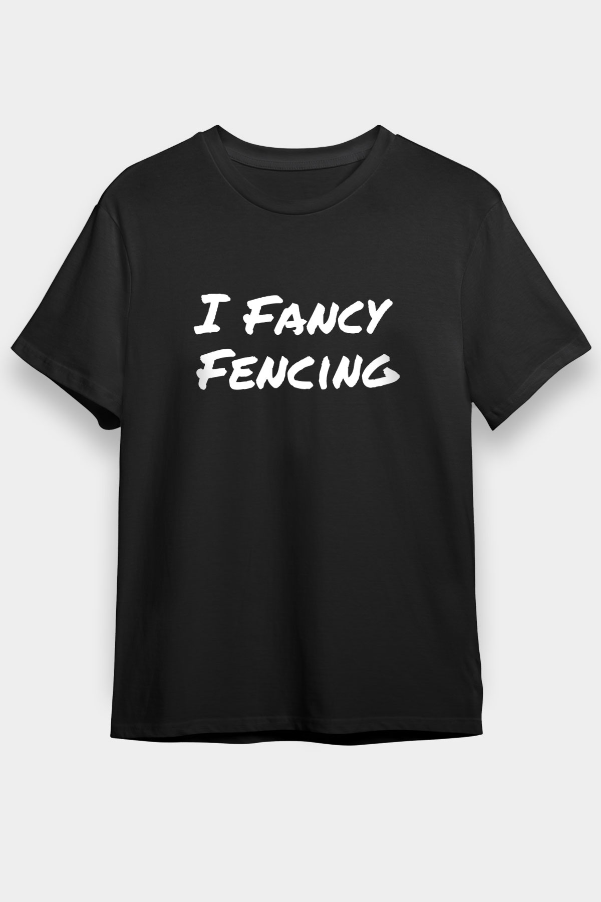 Eskrim - Fencing Baskılı Unisex Siyah Tişört - Tshirt