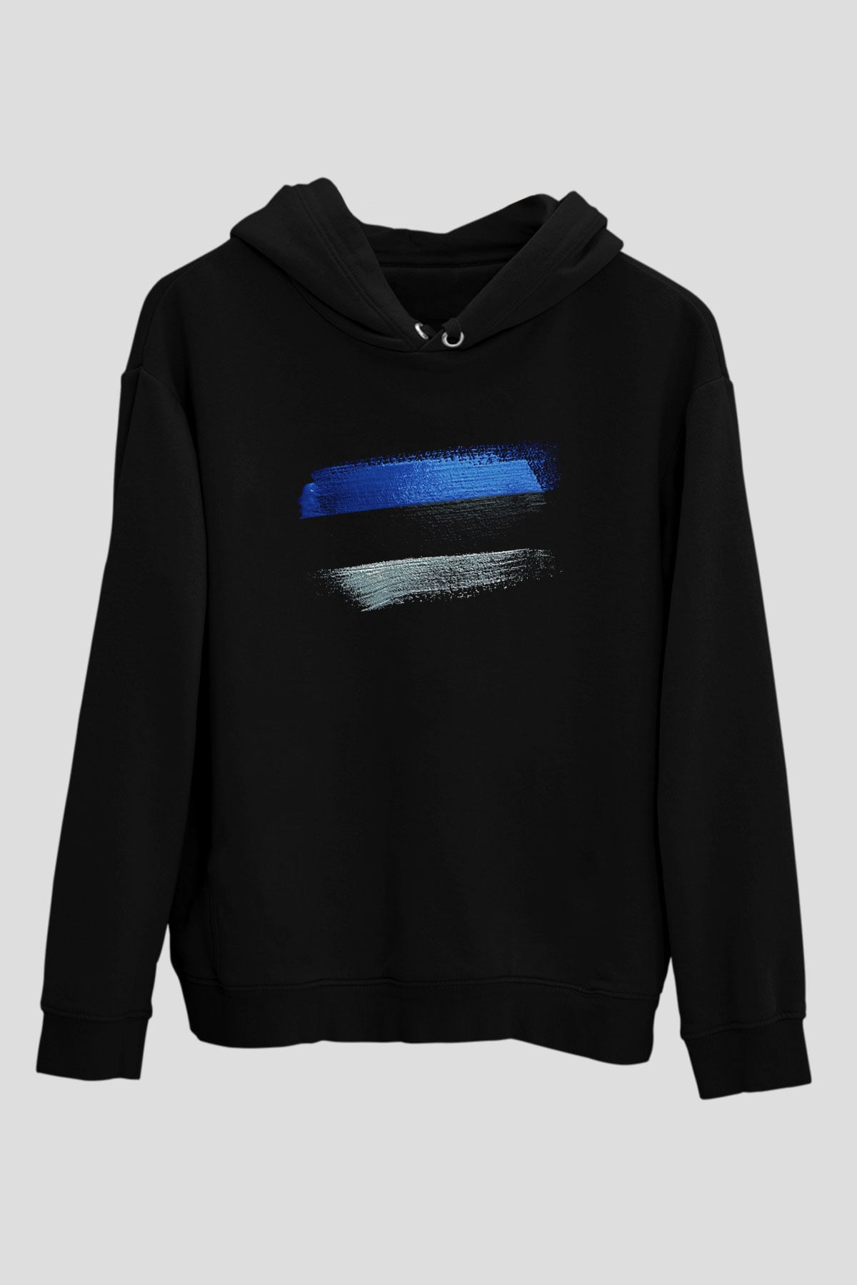 Estonya - Estonia Bayrağı Baskılı Unisex Siyah Hoodie