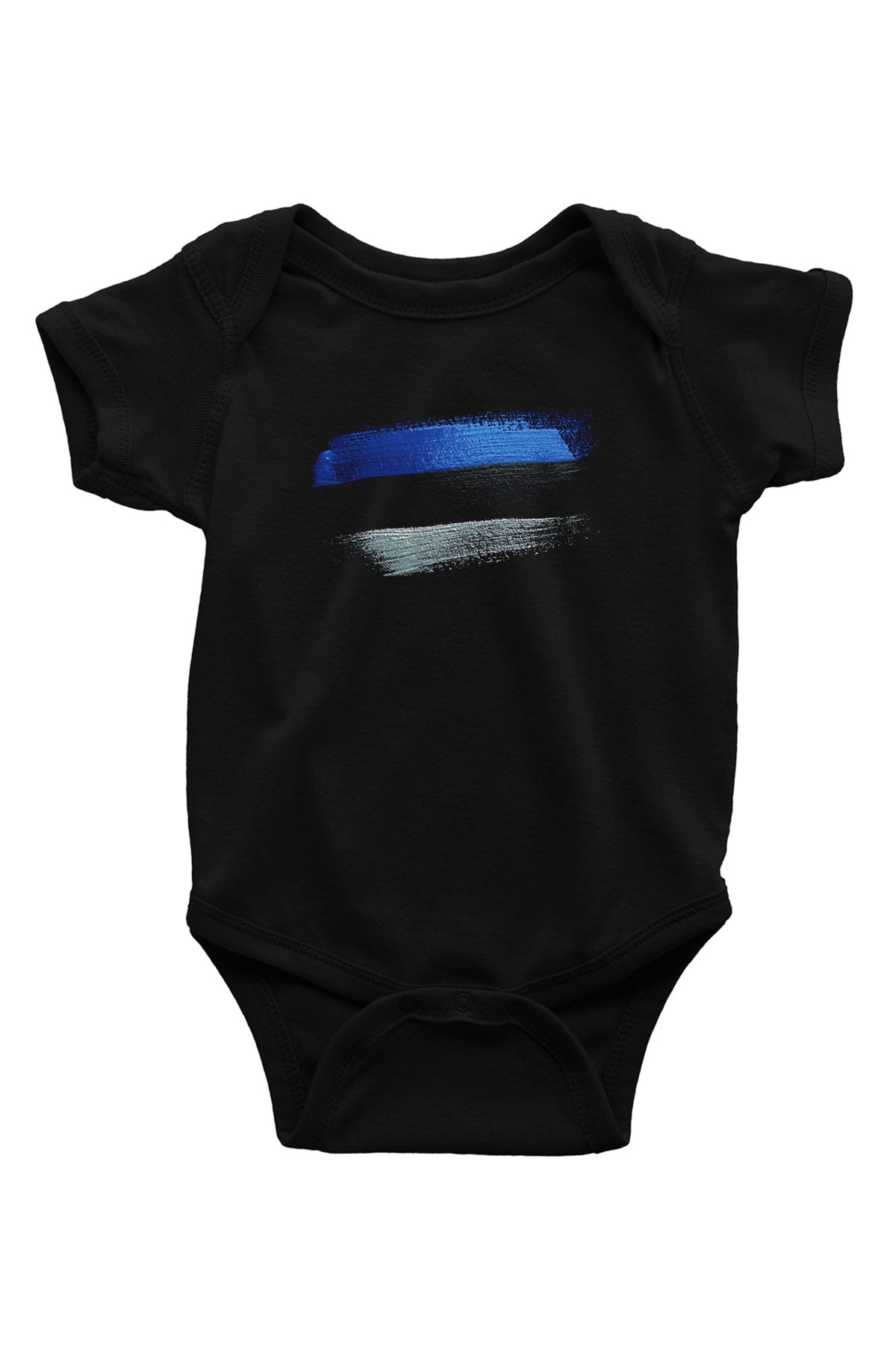 Estonya - Estonia Bayrağı Baskılı Unisex Siyah Bebek Body - Zıbın