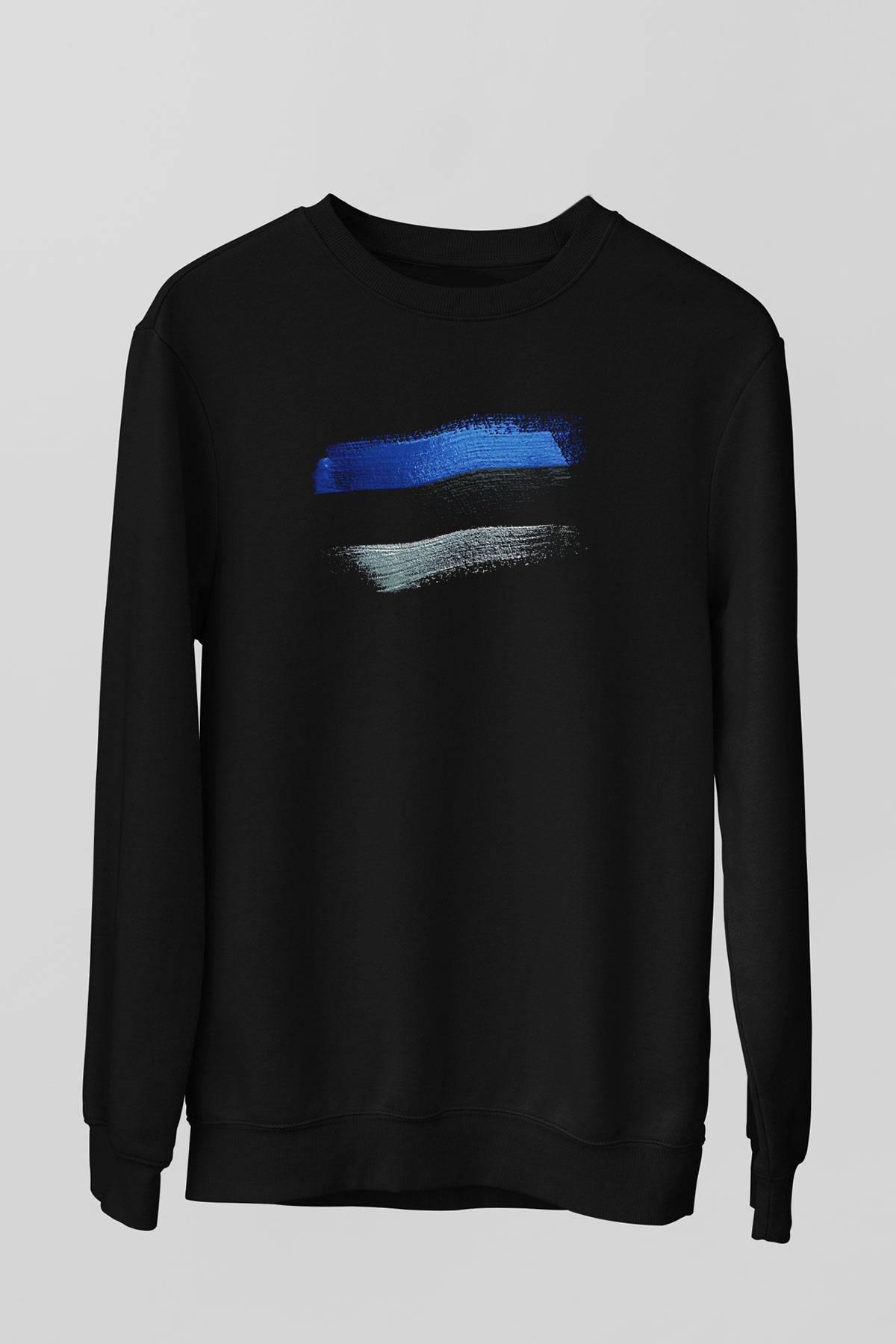 Estonya - Estonia Bayrağı Baskılı Unisex Siyah Sweatshirt