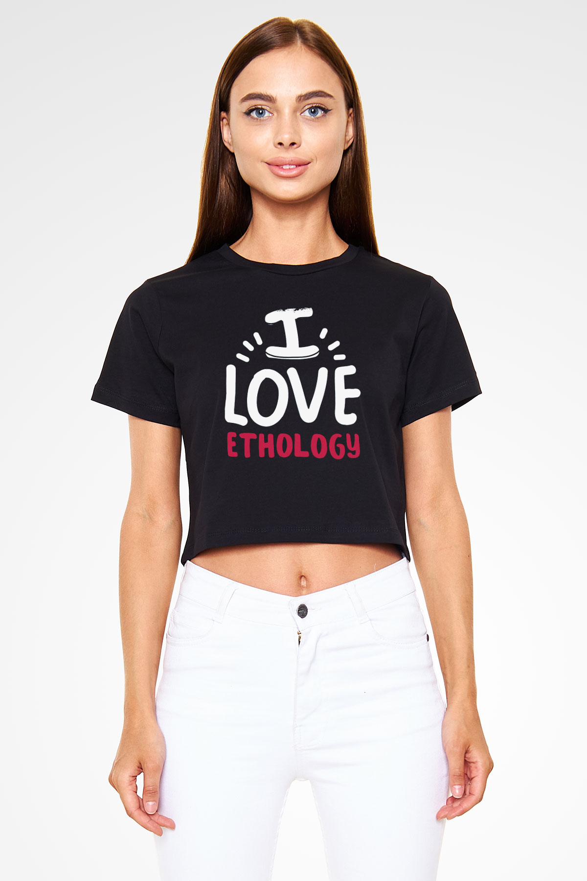 Etolojist Siyah  Crop Top Tişört