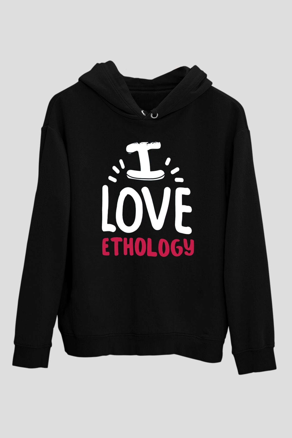 Etolojist Siyah Unisex Kapüşonlu Sweatshirt