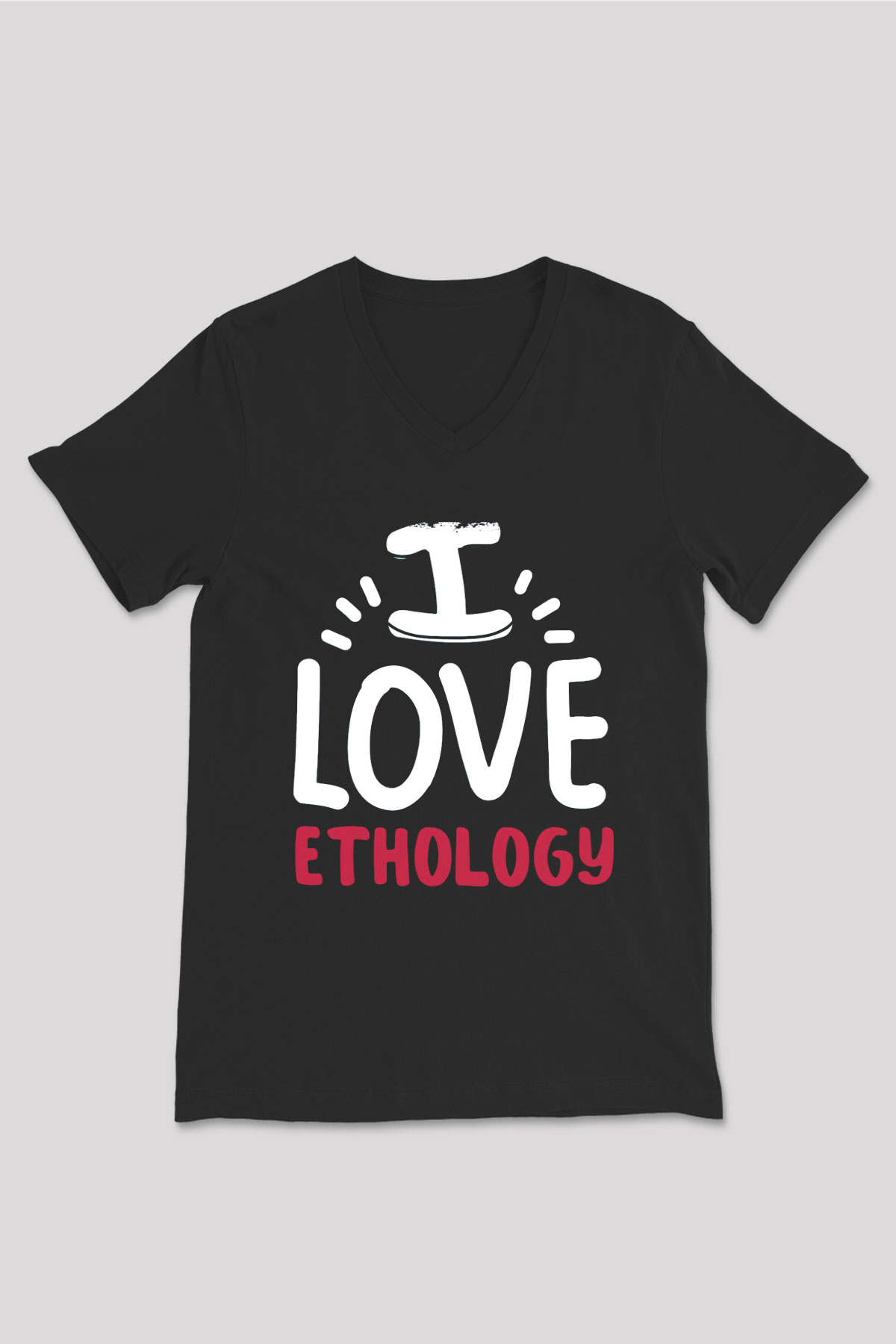 Etolojist Siyah Unisex V Yaka Tişört