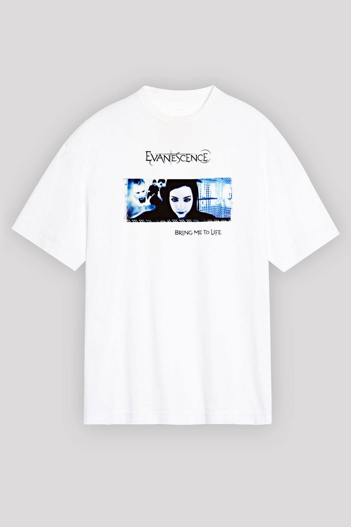 Evanescence Baskılı Unisex Beyaz Oversize Tişört